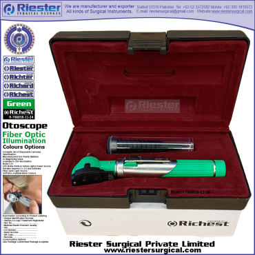 Richest-786858-11-24 Mini Otoscope Fiber Optic Green with Cannula in Box Packed Professional fine Premium Quality Material for Medical Device Richest-786858-11-24 Mini Otoscope Fiber Optic Green with Cannula in Box Packed Professional fine Premium Quality Material for Medical Device