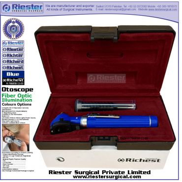 Richest-786858-11-3 Mini Otoscope Fiber Optic Blue with Cannula in Box Packed Professional fine Premium Quality Material for Medical Device Richest-786858-11-3 Mini Otoscope Fiber Optic Blue with Cannula in Box Packed Professional fine Premium Quality Material for Medical Device