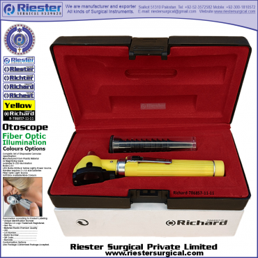 Richard-786857-11-11 Mini Otoscope Fiber Optic Yellow with Cannula in Box Packed Professional fine Premium Quality Material for Medical Device Richard-786857-11-11 Mini Otoscope Fiber Optic Yellow with Cannula in Box Packed Professional fine Premium Quality Material for Medical Device