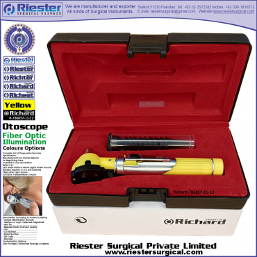 Richard-786857-11-12 Mini Otoscope Fiber Optic Yellow with Cannula in Box Packed Professional fine Premium Quality Material for Medical Device Richard-786857-11-12 Mini Otoscope Fiber Optic Yellow with Cannula in Box Packed Professional fine Premium Quality Material for Medical Device