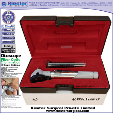 Richard-786857-11-20 Mini Otoscope Fiber Optic Gray with Cannula in Box Packed Professional fine Premium Quality Material for Medical Device Richard-786857-11-20 Mini Otoscope Fiber Optic Gray with Cannula in Box Packed Professional fine Premium Quality Material for Medical Device