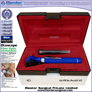 Richard-786857-11-3 Mini Otoscope Fiber Optic Blue with Cannula in Box Packed Professional fine Premium Quality Material for Medical Device Richard-786857-11-3 Mini Otoscope Fiber Optic Blue with Cannula in Box Packed Professional fine Premium Quality Material for Medical Device