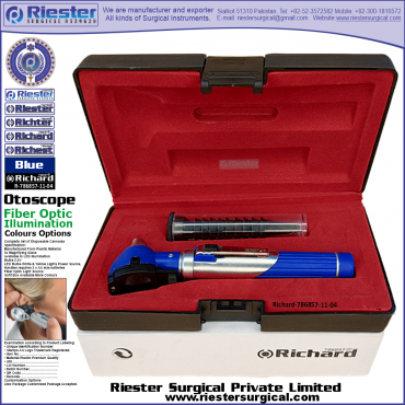Richard-786857-11-4 Mini Otoscope Fiber Optic Blue with Cannula in Box Packed Professional fine Premium Quality Material for Medical Device Richard-786857-11-4 Mini Otoscope Fiber Optic Blue with Cannula in Box Packed Professional fine Premium Quality Material for Medical Device
