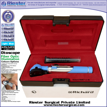 Richard-786857-11-6 Mini Otoscope Fiber Optic Light Blue with Cannula in Box Packed Professional fine Premium Quality Material for Medical Device Richard-786857-11-6 Mini Otoscope Fiber Optic Light Blue with Cannula in Box Packed Professional fine Premium Quality Material for Medical Device