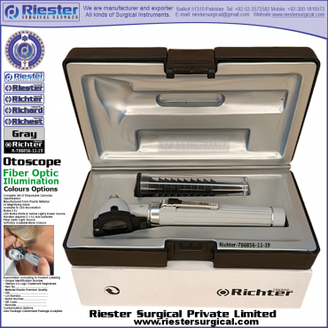 Richter-786856-11-19 Mini Otoscope Fiber Optic Gray with Cannula in Box Packed Professional fine Premium Quality Material for Medical Device Richter-786856-11-19 Mini Otoscope Fiber Optic Gray with Cannula in Box Packed Professional fine Premium Quality Material for Medical Device