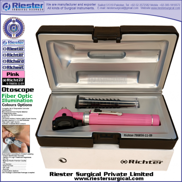 Richter-786856-11-9 Mini Otoscope Fiber Optic Pink with Cannula in Box Packed Professional fine Premium Quality Material for Medical Device Richter-786856-11-9 Mini Otoscope Fiber Optic Pink with Cannula in Box Packed Professional fine Premium Quality Material for Medical Device