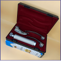 Laryngoscope Conventional Standard Macintosh 3 Blade 1-2-3 Set Child Handle Reusable Blades Premium Quality Plastics Box Blister Packing  Maroon Colour into Lapa Boxboard Box Packed