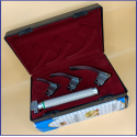 Laryngoscope Macintosh Fiber Optic 3 Blade 0-1-2 Set Child Handle Premium Quality Reusable Blades Premium Quality Plastics Box Maroon Colour Blister Packing into Lapa Boxboard Box Packed