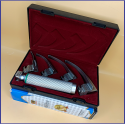 Laryngoscope Macintosh Fiber Optic 4 Blade 0-1-2-3 Set Adult Handle Premium Quality Reusable Blades Premium Quality Plastics Box Maroon Colour Blister Packing into Lapa Boxboard Box Packed