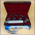 Laryngoscope Macintosh Fiber Optic 4 Blade 0-1-2-3 Set Adult Handle Premium Quality Reusable Blades Premium Quality Plastics Box Maroon Colour Blister Packing into Lapa Boxboard Box Packed