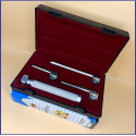 Laryngoscope Conventional Standard Miller 3 Blade 0-1-2 Set Child Handle Premium Quality Reusable Blades Premium Quality Plastics Box Maroon Colour Blister Packing  into Lapa Boxboard Box Packed