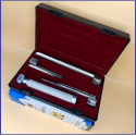 Laryngoscope Conventional Standard Miller 3 Blade 1-2-3 Set Adult Handle Reusable Blades Premium Quality Plastics Box Maroon Colour Blister Packing  into Lapa Boxboard Box Packed