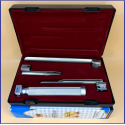 Laryngoscope Conventional Standard Miller 3 Blade 0-1-2 Set Child Handle Premium Quality Reusable Blades Premium Quality Plastics Box Maroon Colour Blister Packing  into Lapa Boxboard Box Packed