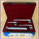 Laryngoscope Miller Fiber Optic 3 Blade 0-1-2  Set Child Handle Premium Quality Reusable Blades Premium Quality Plastics Box Maroon Colour Blister Packing into Lapa Boxboard Box Packed