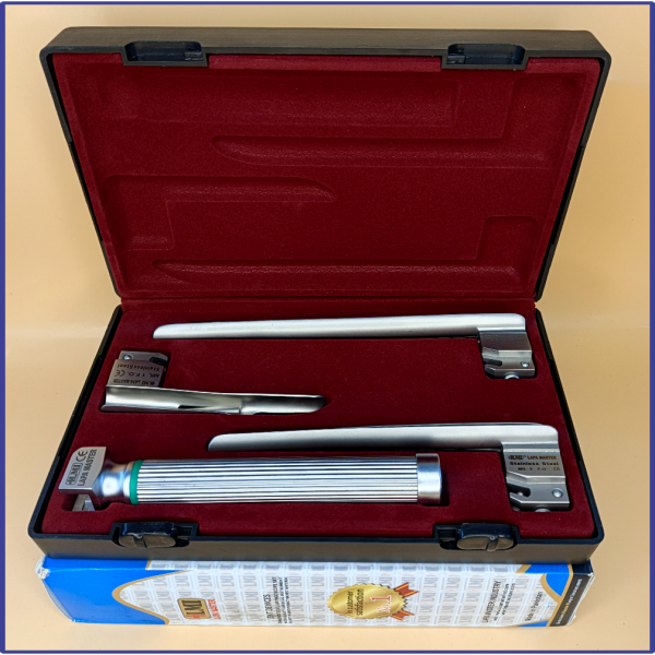 Laryngoscope Miller Fiber Optic 3 Blade 1-2-3  Set Child Handle Premium Quality Reusable Blades Premium Quality Hard Box Maroon Colour Blister Packing into Lapa Boxboard Box Packed