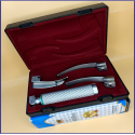 Laryngoscope integral Macintosh Fiber Optic 3 Blade 1-2-3 Set Adult Handle Premium Quality Reusable Blades Premium Quality Hard Box Maroon Colour Blister Packing into Lapa Boxboard Box Packed