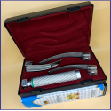 Laryngoscope integral Macintosh Fiber Optic 3 Blade 2-3-4 Set Adult Handle Reusable Blades Premium Quality Plastics Box Maroon Colour Blister Packing into Lapa Boxboard Box Packed