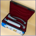 Laryngoscope integral Macintosh Fiber Optic 3 Blade 2-3-4 Set Adult Handle Reusable Blades Premium Quality Plastics Box Maroon Colour Blister Packing into Lapa Boxboard Box Packed