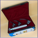 Laryngoscope Standard Macintosh Fiber Optic 3 Blade 0-1-2 Set Child Handle Reusable Blades Stainless Steel Standard Quality Blades Premium Quality Hard Box Maroon Colour Blister Packing into Lapa Boxboard Box Packed