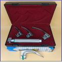 Laryngoscope Standard Macintosh Fiber Optic 3 Blade 0-1-2 Set Child Handle Reusable Blades Stainless Steel Standard Quality Blades Premium Quality Hard Box Maroon Colour Blister Packing into Lapa Boxboard Box Packed