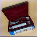 Laryngoscope Standard Macintosh Fiber Optic 3 Blade 2-3-4 Set Adult Handle Reusable Blades Stainless Steel Standard Quality Blades Premium Quality Hard Box Maroon Colour Blister Packing into Lapa Boxboard Box Packed