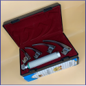 Laryngoscope Standard Macintosh Fiber Optic 4 Blade 0-1-2-3 Set Adult Handle Premium Quality Reusable Blades Premium Quality Hard Box Maroon Blister Packing Colour into Lapa Boxboard Box Packed