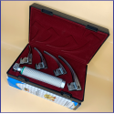 Laryngoscope Standard Macintosh Fiber Optic 4 Blade 0-1-2-3 Set Adult Handle Premium Quality Reusable Blades Premium Quality Hard Box Maroon Blister Packing Colour into Lapa Boxboard Box Packed