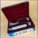 Laryngoscope Standard Macintosh Fiber Optic 3 Blade 2-3-4 Set Adult Handle Reusable Blades Stainless Steel Standard Quality Quality Hard Box Maroon Colour Blister Packing into Lapa Boxboard Box Packed