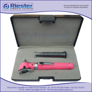 BWB Mini Pocket Otoscope – Pink, Fiber Optic, CE Marked, Includes Free Bulb