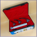 Laryngoscope Conventional Standard Macintosh 3 Blade 0-1-2 Set Child Handle Reusable Blades Premium Quality Plastics Box Blister Packing  Red Colour into Lapa Boxboard Box Packed