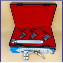 Laryngoscope Macintosh Fiber Optic 3 Blade 0-1-2 Set Child Handle Premium Quality Reusable Blades Premium Quality Plastics Box Blister Packing  Red Colour into Lapa Boxboard Box Packed