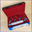 Laryngoscope integral Macintosh Fiber Optic 4 Blade 0-1-2-3 Set Adult Handle Premium Quality Reusable Blades Premium Quality Plastics Box Red Blister Packing Colour into Lapa Boxboard Box Packed