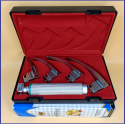 Laryngoscope integral Macintosh Fiber Optic 4 Blade 0-1-2-3 Set Adult Handle Premium Quality Reusable Blades Premium Quality Plastics Box Red Blister Packing Colour into Lapa Boxboard Box Packed