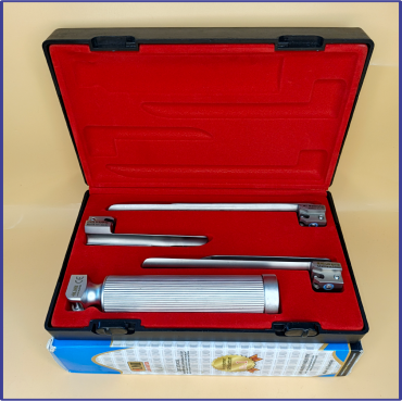 Laryngoscope Conventional Standard Miller 3 Blade 1-2-3 Set Adult Handle Reusable Blades Premium Quality Plastics Box Red Colour Blister Packing  into Lapa Boxboard Box Packed