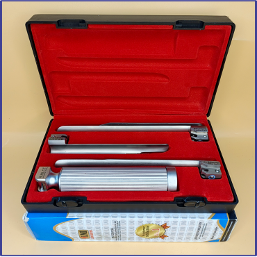 Laryngoscope Conventional Standard Miller 3 Blade 2-3-4 Set Adult Handle Reusable Blades Premium Quality Plastics Box Red Colour Blister Packing  into Lapa Boxboard Box Packed