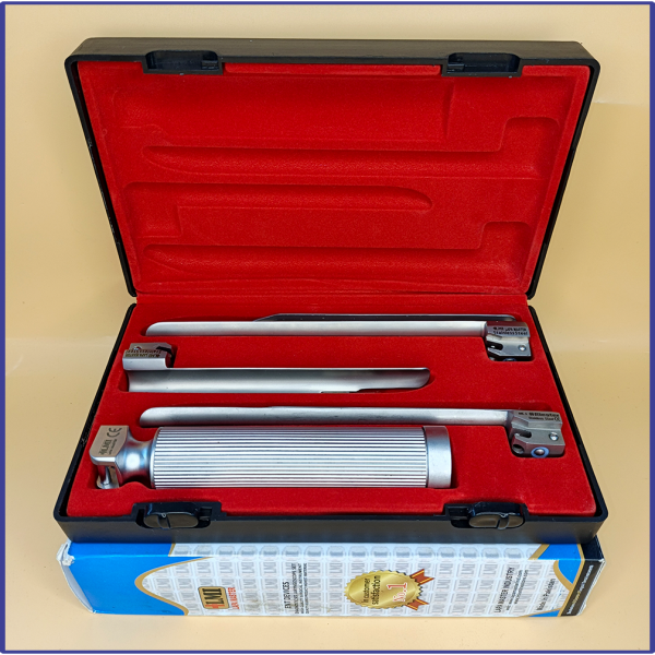 Laryngoscope Conventional Standard Miller 3 Blade 2-3-4 Set Adult Handle Reusable Blades Premium Quality Plastics Box Red Colour Blister Packing  into Lapa Boxboard Box Packed
