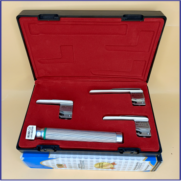 Laryngoscope Miller Fiber Optic 3 Blade 00-0-1 Set Child Handle Premium Quality Reusable Blades Premium Quality Plastics Box Red Colour Blister Packing into Lapa Boxboard Box Packed