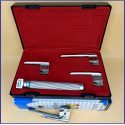 Laryngoscope Miller Fiber Optic 3 Blade 00-0-1 Set Child Handle Premium Quality Reusable Blades Premium Quality Plastics Box Red Colour Blister Packing into Lapa Boxboard Box Packed