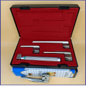 Laryngoscope Miller Fiber Optic 3 Blade 0-1-2 Set Child Handle Premium Quality Reusable Blades Premium Quality Plastics Box Red Colour Blister Packing into Lapa Boxboard Box Packed