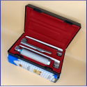 Laryngoscope Miller Fiber Optic 3 Blade 2-3-4 Set Adult Handle Premium Quality Reusable Blades Premium Quality Plastics Box Red Colour Blister Packing into Lapa Boxboard Box Packed
