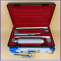 Laryngoscope Miller Fiber Optic 3 Blade 2-3-4 Set Adult Handle Premium Quality Reusable Blades Premium Quality Plastics Box Red Colour Blister Packing into Lapa Boxboard Box Packed
