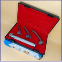 Laryngoscope integral Macintosh Fiber Optic 3 Blade 0-1-2 Set Child Handle Premium Quality Reusable Blades Premium Quality Plastics Box Red Colour Blister Packing into Lapa Boxboard Box Packed