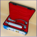 Laryngoscope integral Macintosh Fiber Optic 3 Blade 1-2-3 Set Adult Handle Premium Quality Reusable Blades Premium Quality Plastics Box Red Colour Blister Packing into Lapa Boxboard Box Packed
