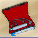 Laryngoscope integral Macintosh Fiber Optic 4 Blade 0-1-2-3 Set Adult Handle Premium Quality Reusable Blades Premium Quality Plastics Box Red Colour Blister Packing into Lapa Boxboard Box Packed