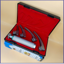 Laryngoscope integral Macintosh Fiber Optic 4 Blade 0-1-2-3 Set Adult Handle Premium Quality Reusable Blades Premium Quality Plastics Box Red Colour Blister Packing into Lapa Boxboard Box Packed