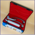 Laryngoscope integral Macintosh Fiber Optic 3 Blade 2-3-4 Set Adult Handle Reusable Blades Premium Quality Plastics Box Red Colour Blister Packing into Lapa Boxboard Box Packed