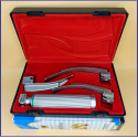 Laryngoscope integral Macintosh Fiber Optic 3 Blade 2-3-4 Set Adult Handle Reusable Blades Premium Quality Plastics Box Red Colour Blister Packing into Lapa Boxboard Box Packed