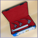 Laryngoscope Standard Macintosh Fiber Optic 3 Blade 0-1-2 Set Child Handle Reusable Blades Stainless Steel Standard Quality Blades Premium Quality Plastics Box Red Colour Blister Packing into Lapa Boxboard Box Packed