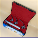 Laryngoscope Standard Macintosh Fiber Optic 3 Blade 0-1-2 Set Child Handle Reusable Blades Stainless Steel Standard Quality Blades Premium Quality Plastics Box Red Colour Blister Packing into Lapa Boxboard Box Packed