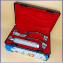  Laryngoscope Standard Macintosh Fiber Optic 3 Blade 1-2-3 Set Adult Handle Reusable Blades Stainless Steel Standard Quality Blades Premium Quality Plastics Box Red Colour Blister Packing into Lapa Boxboard Box Packed
